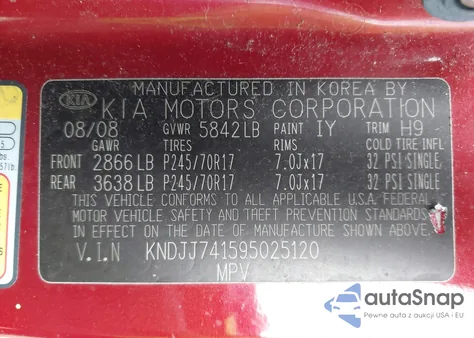 2009 Kia Borrego Ex V6 из США, поврежденный, VIN KNDJJ741595025120